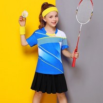 배드민턴가방 스포츠 여자 배드민턴 반팔 정장 테니스 셔츠 스커트 내장 반바지 어린이 탁구 키트 배구 유니폼, [07] 3XL, [07] 1836B Blue