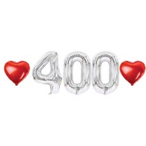 400일 숫자 하트 풍선 세트, 05.실버_400