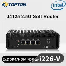 미니 PC 소형 mini 컴퓨터 4x 인텔 i226V 2500M LAN 셀러론 J4125 2.5G 라우터 2xDDR4 HDMI1.4 DP1.2 팬리스 OPNsense 방화벽 VPN, CHINA, OPNsense + AU, 4GB Ram 64GB SSD