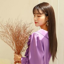 가발매니아 슬릭스트레이트 66cm 리얼라인피스(형상기억인모) 하이커버피스 부분가발 오픈반가발, Natural Brown, 1개