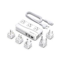 BESTEK 국제 전원 여행용 어댑터 - 250W 220V 110V, 화이트.