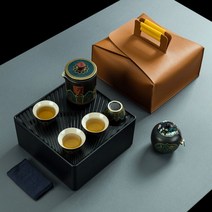 휴대용 다기 다도 세트 여행용 차 보자기 천 캠핑 차박 가방 파우치 도자기 2인 입문자, 보자기브라운, 단일사이즈