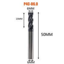 솔리드 초경 황삭 엔드 밀 4 플루트 cnc 밀링 커터 비트 라우터 비트 50 hrc 금속 황삭 가공 6mm 20mm, P4C-D6