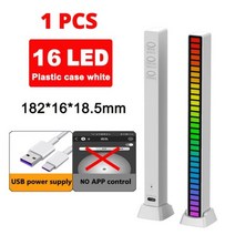 카오디오 블루투스자동차 Led 사운드 컨트롤 라이트 바 RGB 앰비언트 픽업 리듬 램프 음악 USB 조정 가, 01 16 LED White USB