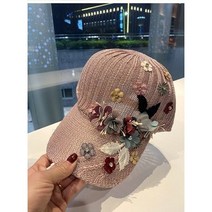 봄 여름철 여성 메쉬 모자 자외선 차단 모자 펀칭 레이스 니트 모자 패션 플라워 야구 모자