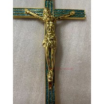 십자고상 원목형 천주교 벽고상 장식용 차량용 탁상 인테리어, 골드파우더 9.7*20CM