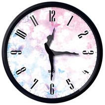 발레 시계 벽시계 학원 교습소 발레리나 아이방 선물, 화이트 풀 디지털 댄싱 14인치