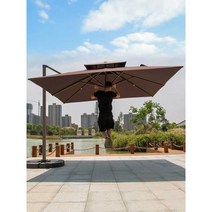 야외 대형 파라솔 3m 까페 테라스 폴딩 각도조절 횡단보도 루프탑 최고급형, [8cm살]3m사각+180kg휠베이스