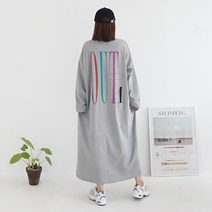 애플망고옷장 기모 빅사이즈 OUT 롱원피스 긴팔 겨울 오버핏 빅박스티셔츠 체형커버
