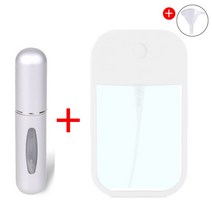 펌핑용기휴대용 미니 리필 가능 향수 손 소독제 스프레이 펌프가 있는 알코올 병 45 + 5ML 빈 화장품 용, 01 WH add WH