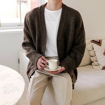 울 V넥 도톰한 니트 오버핏 가디건(4color)