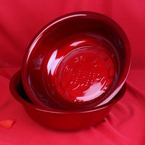 여자 용품 여성 측 시집가다 축하용 대야 신부 혼수 레드 가정용 세수 한쌍 결혼기념일 완전무결 3629204180, 에나멜 레드 대야 (백 년 사이가 좋
