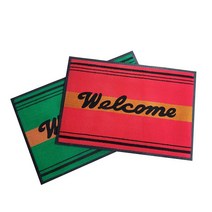 띠 웰컴 현관매트 60X90 그린 카페트재질 물빠짐 먼지포집 호텔 로비 출입구 레인매트 발판, 단품