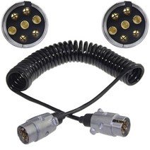 트레일러 커넥터 7핀 카라반 전원 하네스 소켓 견인 유럽, 알루미늄 합금 플러그 스프링 와이어