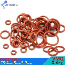 오링 레드 VMQ 실리콘 링 개스킷 식품 등급 내마모성 방수 절연 고무 O링 CS 4mm 5mm 5.7mm OD 12mm ~ 150mm580479, OD85mm-1Pc