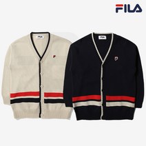 휠라 키즈 5 라인 로고 와펜 니트 가디건 FK2STE1301X
