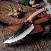 핸드메이드 고기칼 주방 중식도 정육칼 다용도 캠핑 나이프boning knife 낚시 칼 handmade 스테인레스 스틸 주방 고기 식칼 요리 커터 정육점 칼 덮개 칼집 도구, 덮개가 있는 갈색