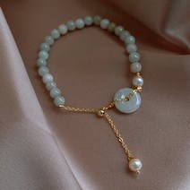 옥팔찌 옥구슬 진주 탄생석 원석Ropuhov-여성용 진주 마노 옥 펜던트 둥근 구슬 체인 팔찌 어머니의 날