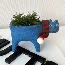 머츠샵 예쁜 실내 인테리어 도자기 고양이 꽃 화분, 옐로우