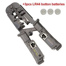 OULLX-다기능 RJ45 네트워크 케이블 크림퍼 8P6P4P 3 목적 테스터 래칫 도구 스퀴즈 크림핑 와이어 플라이, Add 3pcs Battery