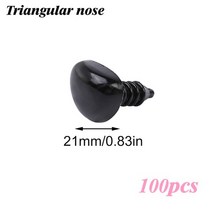 펠트공예 양모 펠트 diy 태교 바느질 Nonvor 100 개가방 인형 안전 코 테디 베어에 대 한 플라스틱 검은 삼각형 코 박제 장난감 동물 액세서리 만들기 56, 21mm