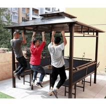 야외 천막 정자 옥상 루프탑 원두막 정자 테라스, 2.5 x 2.5m 네 기둥 파빌리온 기둥