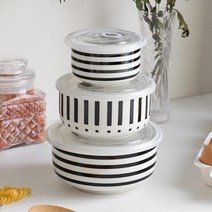 패턴 디자인 도자기 밀폐 반찬통 세트 냉장고저장용기, 모던블리스 밀폐용기 소 3세트, 1개