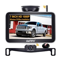 무선 백업 카메라 자동차 HD 1080P WiFi 리어 뷰 시스템 7인치 모니터 트럭 캠핑카 RV 히치 오토 번호판 백캠 AMIFOW70