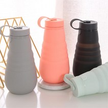 HNW 대용량 실리콘 접이식 물병 고온 저항 야외 스포츠 병 여행 휴대용 컵, 1개, 500ML + 01