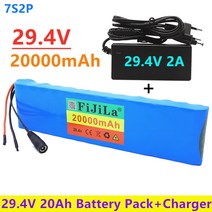 전동 스쿠터 24V 20ah 7S2P 18650 리튬 이온 충전지 팩 29.4v 20000mAh 전기 자전거 바이크 오토바이 밸런싱 2A 충전기