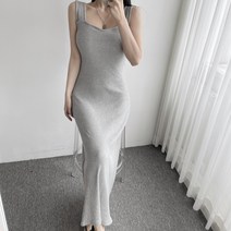 글램핏 / 여름 기본 스퀘어넥 머메이드 골지 나시 롱 원피스 4
