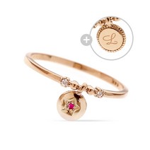 에버링 18K 금 반지 합성루비 이니셜 코인 달랑이_RRDM8001 Gold Ruby Ring Gift
