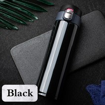 수입 온도 보온병 텀블러 죽통 마호병 업소용 에코베슬 진공 오래가는 500ml 스틸 수신 거부 커버 진공 플라스크 컵 커피 차 우유, 검은색