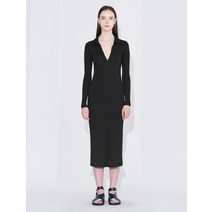 James Perse Women Long 슬리브 Open Henley 드레스 블랙