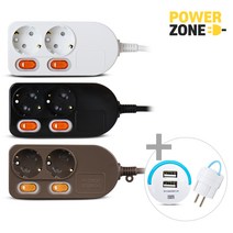 [파워존] 개별스위치 2구멀티탭 + 쏙 USB 듀얼 충전기, 개별2구화이트 7M+쏙USB