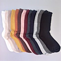 여자 무지 20cm 긴목 두꺼운 면 양말 13color