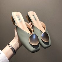 발편한 베이직 미들힐 뮬슬리퍼 바캉스 신발k14