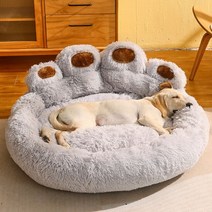강아지 매트 라운드 대형 애완 동물 고양이 집 플러스 벨벳 깊은 수면 따뜻한 곰 발 모양 중형 침대에 대한 슈퍼 소프트 쿠션, 4.grey - 2XL