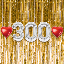 300일 이벤트 포토존 세트 아기 기념일 커플 축하 기념 숫자 풍선 하트, 11.커튼-(골드)-300(소)-실버
