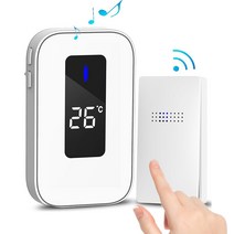 Fowod 방수 스마트 led 온도 표시 무선 초인종 패키지, 흰색A