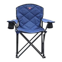 SUNNYFEEL XXL 오버사이즈 캠핑 의자 튼튼한 362.9kg(800파운드) 키가 큰 사람들을 위한 패딩 휴대용 접이식 쿼드 잔디 의자 팔걸이 컵 홀더 및 포켓 포함, Navy Blue
