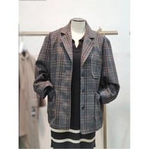 [막스카라] W몰 울 블렌드 아웃 포켓 체크 재킷 M24QWJ300