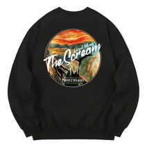 남자 여자 맨투맨 스웨트 셔츠 칸6312 KMB0070 뭉크 기모 - 블랙