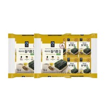 청정원 아침메뉴추천 바사삭 들기름 파래김 도시락 김 반찬 맛있는 어린이간식 4g 16봉 2개 간단한요리 간편식, 48세트