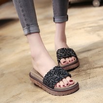 여성 여름 슬리퍼 샌들 뮬 플랫 웨지힐