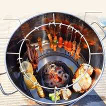 항아리 바베큐 드럼통 삼겹살 화덕 화로 훈제기능 바베큐 그릴 야외 숯불그릴 양꼬치 기계, B 패키지, 온도계 없음