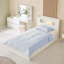 파로마 플레시아 LED 수납 침대 원룸 수납침대 슈퍼싱글 프레임 SS 906, 매트리스 선택안함, 화이트