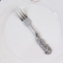 ₢sun/ ₡ 실버스푼 어린이수저 어린이용스푼 어린이젓가락 영아용포크 포크 어린이포크, ₣& 빈티지 테이블 로즈 유아포크 1개 실버포크, ₢無