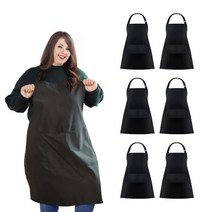Urby 주머니가 있는 여성용 앞치마 플러스 사이즈 앞치마 XL XXL 또는 허리 W40+ 엑스트라 라지 및 롱 빅 앤 톨 남성 셰프에게 적합 블랙 2팩., Regular W32+_Black 6pack, Black 6pack