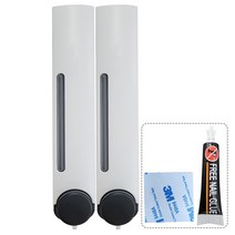 비엔티하임 욕실 물비누 디스펜서 샴푸통 리필용기 주방 세제통, 무타공 설치, 2구, BM500W 화이트 물비누통, 1개